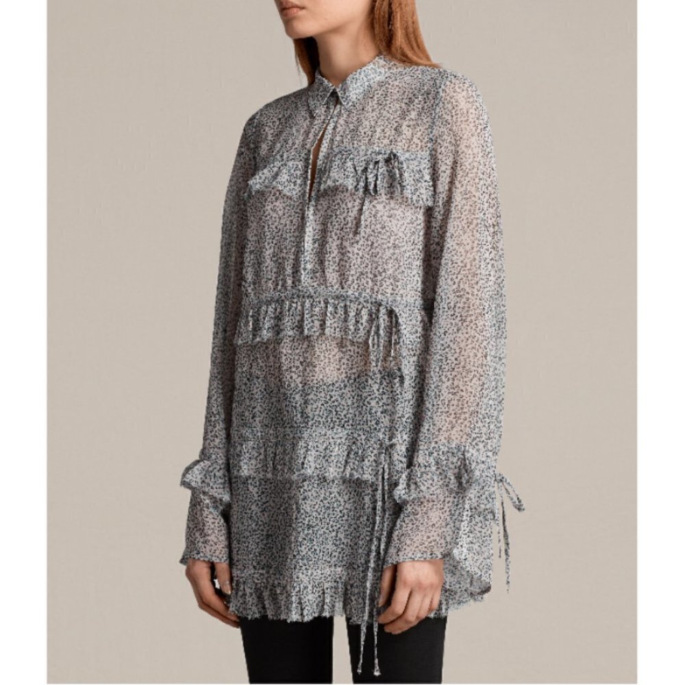 💕ALLSAINTS💕 Deirdre LeoDot Shirt ~ Pale Pink Large NWT - Picture 5 of 15